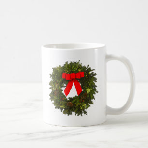 Caneca De Café Grinalda do Natal com cones do pinho e arco