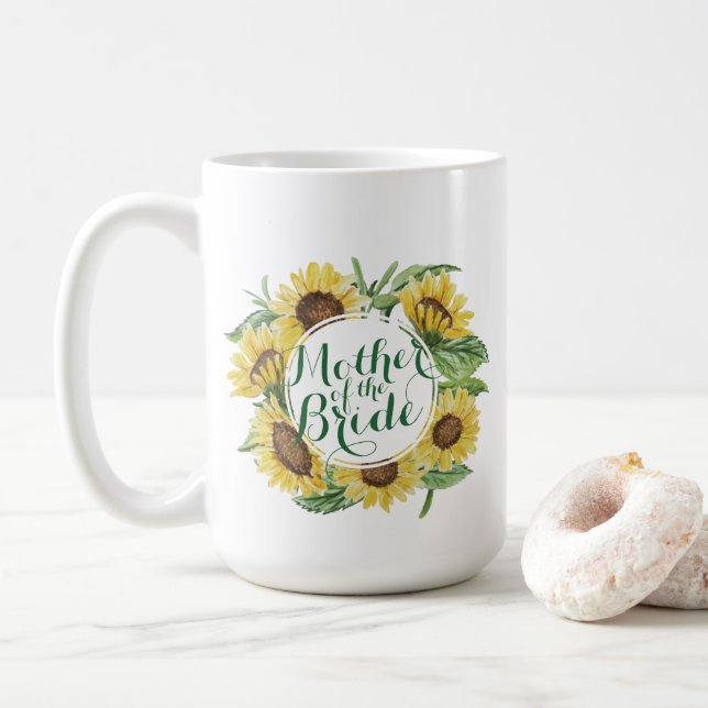 Caneca De Café Grinalda personalizada do girassol que Wedding a (Com Donut)