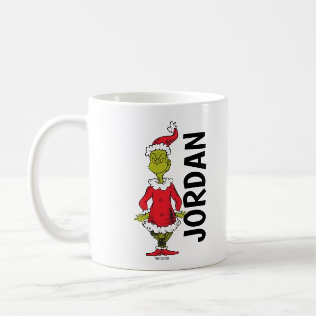 Caneca De Café Grinch Clássico | Papai Noel Personalizado (Esquerda)