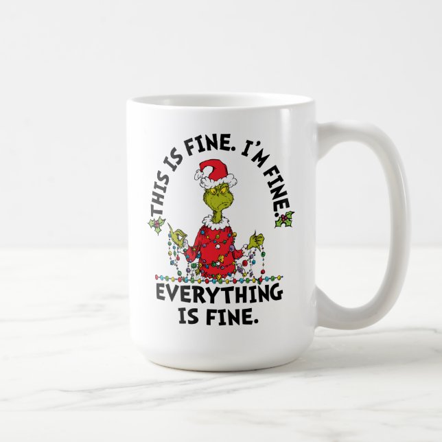 Caneca De Café Grinch | Everything is Fine (Direita)