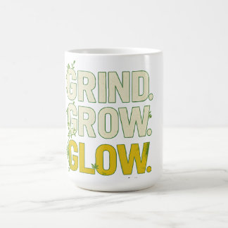 Caneca De Café GRIND.GROW.GLOW.—Inspirational Botanical Typograph