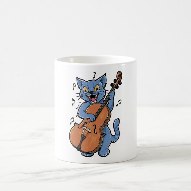 Caneca De Café Gritando Músico Gato Tocando Cello (Centro)