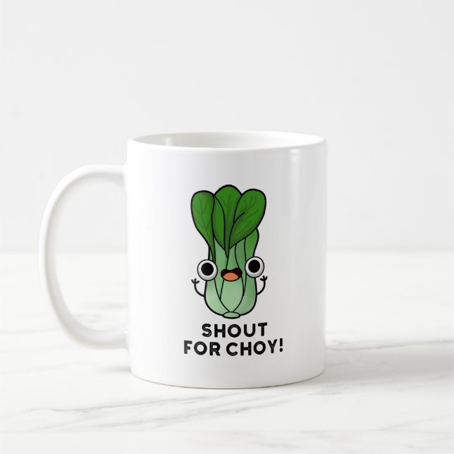 Caneca De Café Gritar Por Choy Funny Veggie Bok Choy Pun (Esquerda)
