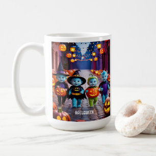 Caneca De Café Grito de Aliens ou Cena de Halloween dos Tratadore