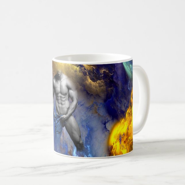Caneca De Café grito do físico musculoso de homem em tons de cinz (Frente Esquerda)