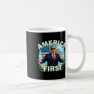 Caneca De Café Gritty Bold Retro Slogan Político América Primeiro