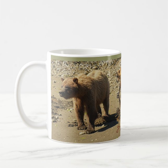 Caneca De Café Grizzly Bears Willife Art Coffee Mug (Esquerda)