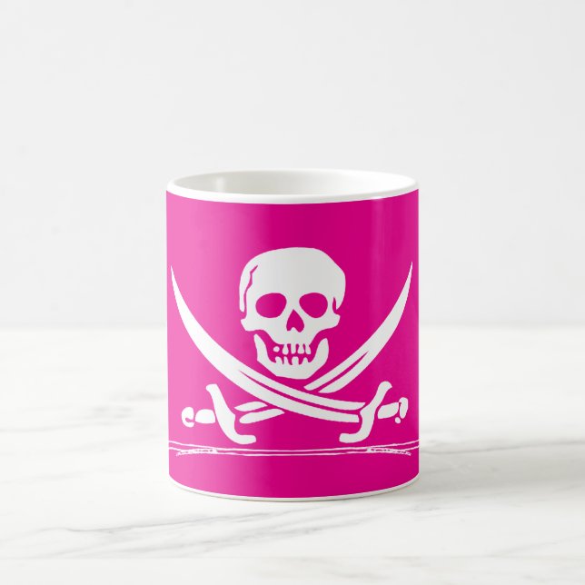 Caneca De Café grog do pirata no design cor-de-rosa (Centro)