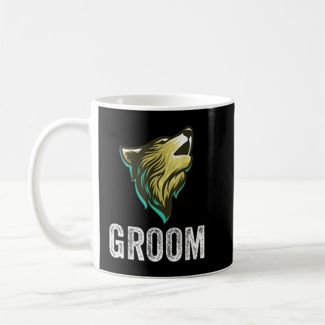 Caneca De Café Grooms Wolf Bachelor Wedding Groomsmen Team Party  (Esquerda)