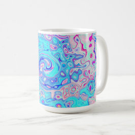 Caneca De Café Groovy Abstrato Retro Robin Ovo Blue Swirl