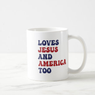 Caneca De Café Groovy ama Jesus e América a Deus, cristão 4
