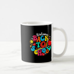 Caneca De Café Groovy Bem-vindo de Volta à Escola Lápis Arco-íris