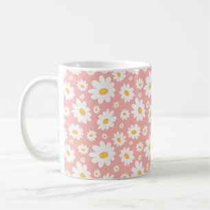 Caneca De Café Groovy Blush Boho Daisy Floral Garden Padrão