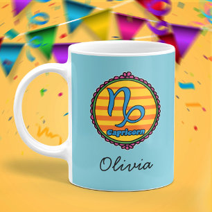 Caneca De Café Groovy Capricórnio Personalizado