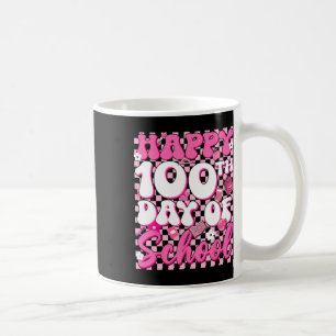 Caneca De Café Groovy Checkered Happy 100 Day Of School Girl Ki