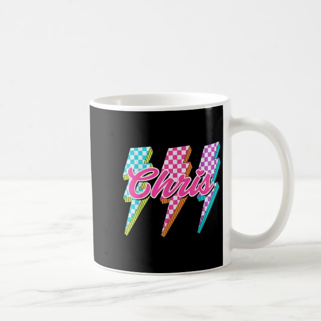 Caneca De Café Groovy Chris Lightning Bolt Checkered I Love Meme  (Direita)