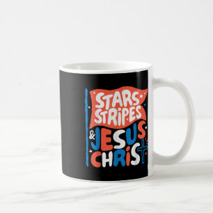 Caneca De Café Groovy Christian Jesus Cristo Stars Stripes 4º