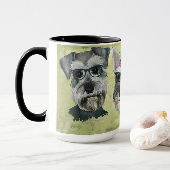 Caneca de café Groovy dos vidros do Schnauzer (Com Donut)