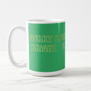 Caneca De Café Groovy Dourado Text Feliz e Bright Christmas Women