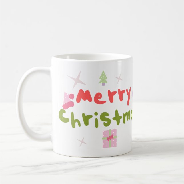 Caneca De Café Groovy Felry Christmas Tree Bubble Letters (Esquerda)