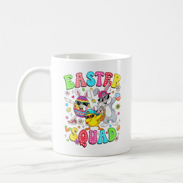 Caneca De Café Groovy Funny Rabbit Egg Chick Easter Squad Day Men (Esquerda)