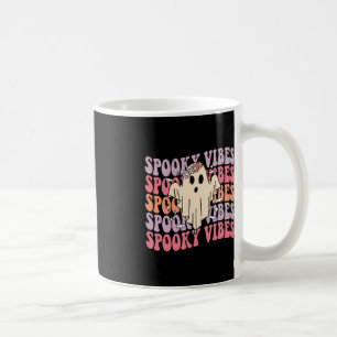 Caneca De Café Groovy Halloween Spooky Vibes Retro Fantasma Flora