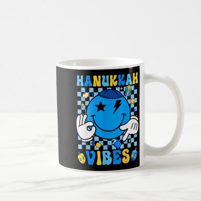 Caneca De Café Groovy Hanukkah Vibes Chanukah Pajama Happy Hanukk (Direita)