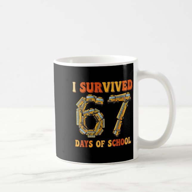 Caneca De Café Groovy I Survived 67 Days Of School Funny 67 Meme  (Direita)