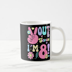 Caneca De Café Groovy Paz Até Logo Sete Eu Tenho 8 Anos 8º Aniver