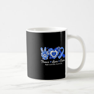 Caneca De Café Groovy Peace Love Cure Blue Ribbon Hydrocephalus A