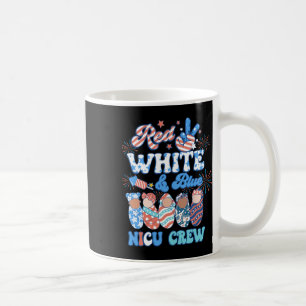 Caneca De Café Groovy Red White Blue Nicu Crew Nicu Enfermeira 4t