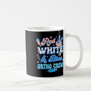 Caneca De Café Groovy Red White Blue Ortho Crew Ortho Nurse 4th O