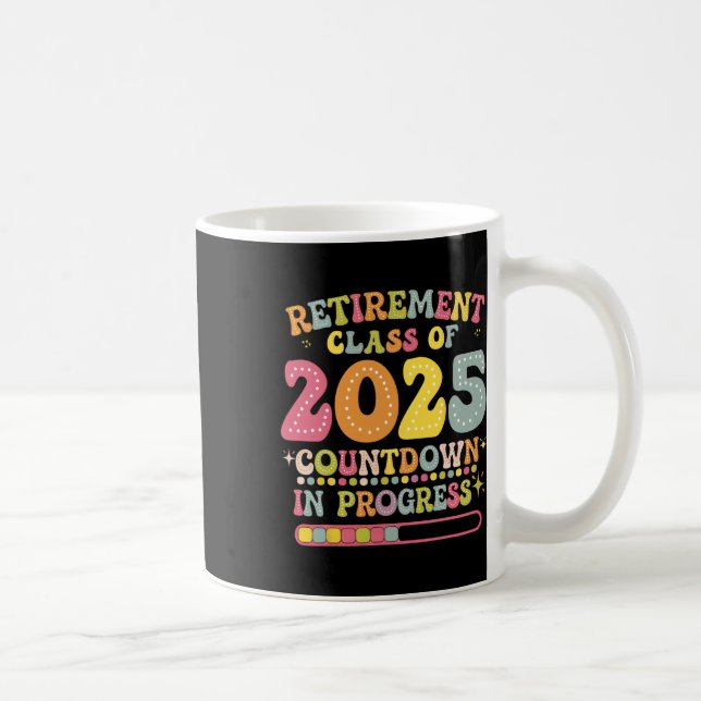 Caneca De Café Groovy Retirement Cl Of 2025 Teacher Countdown Loa (Direita)