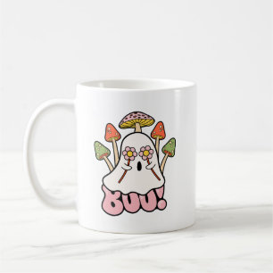 Caneca De Café Groovy Retro Mashroom Halloween Boo Ghost Cute