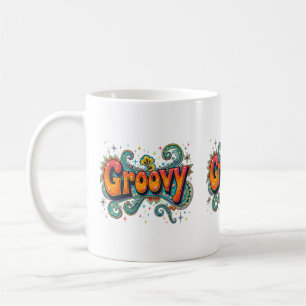 Caneca De Café Groovy Retro Psychedelic 70s Funky Hippie Art