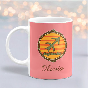 Caneca De Café Groovy Sagitário Personalizado