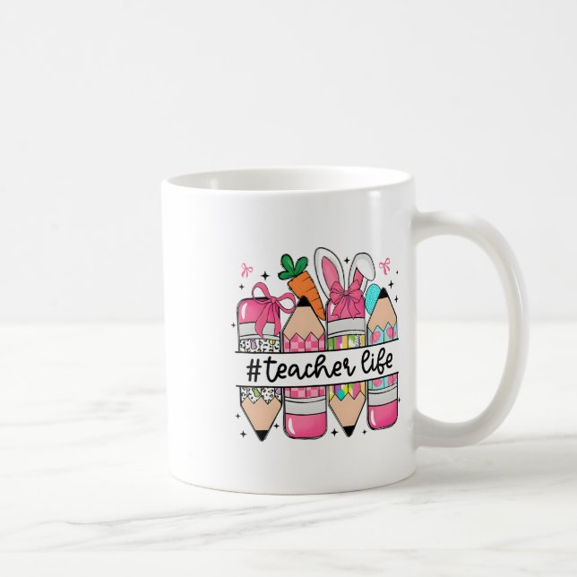Caneca De Café Groovy Sped Professer Coelhinho De Páscoa Ensino D (Direita)