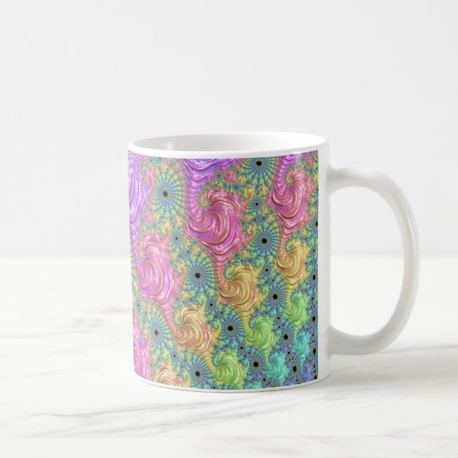 Caneca De Café Groovy Trippy Boho Jewel Tone Rainbow Fractal (Direita)