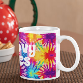 Caneca De Café Groovy Vibes Tie Dye Personalizável