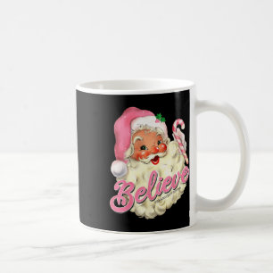 Caneca De Café Groovy Vintage Papai Noel Rosa Acredite Natal