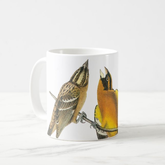 Caneca De Café Grosbeak de cabeça negra por Audubon (Frente Esquerda)