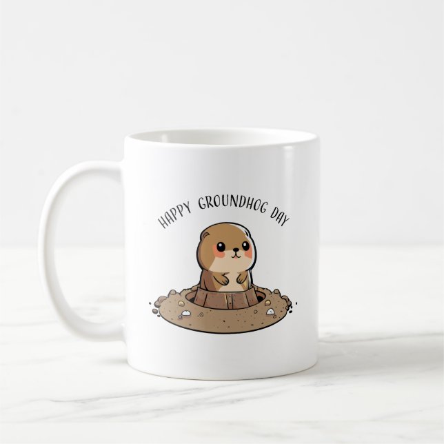Caneca De Café Groundhog Day Kawaii Mug (Esquerda)