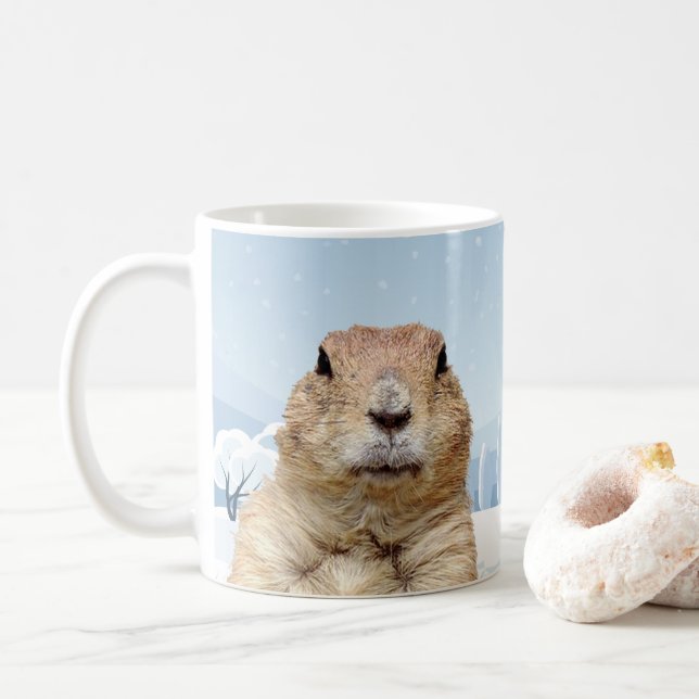 Caneca De Café Groundhog Snow Day (Com Donut)