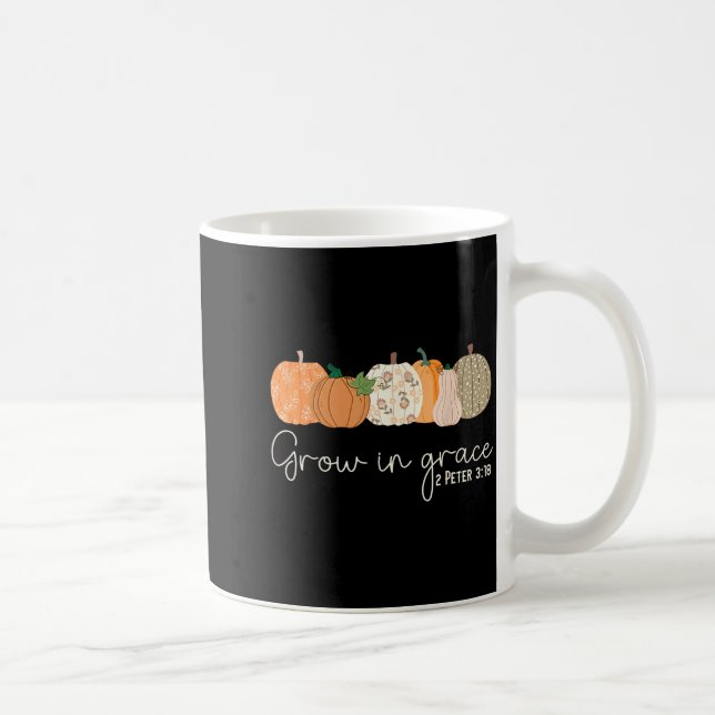 Caneca De Café Grow In Grace Pumpkins Fall Thanksgiving Christian (Direita)