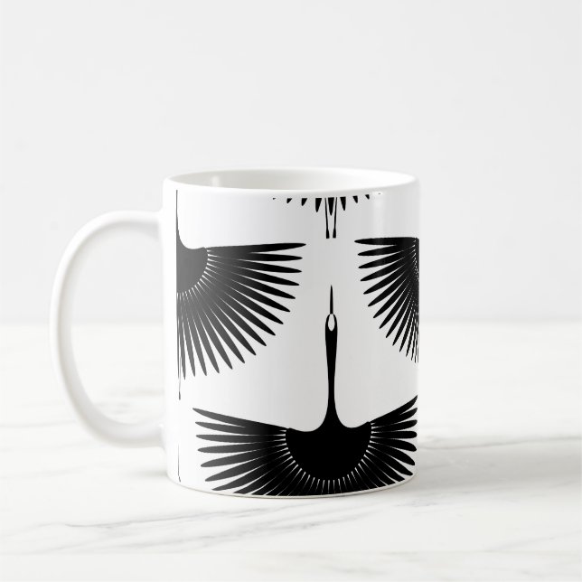 Caneca De Café Grua Graciosa: Padrão de Pássaro Oriental (Esquerda)