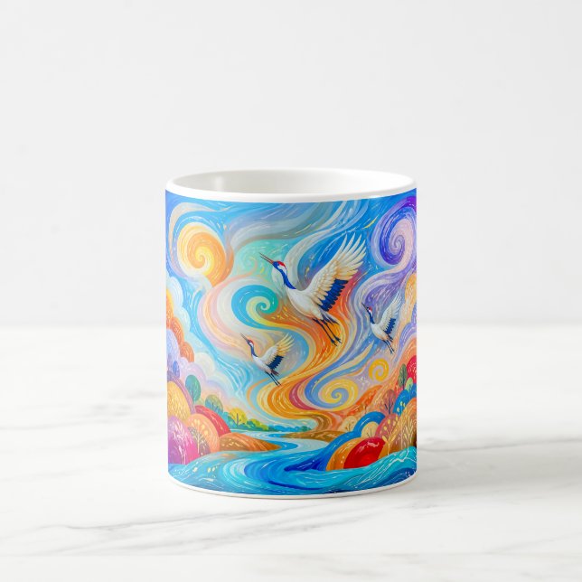 Caneca De Café Gruas subindo com vento e corrente térmica (Centro)