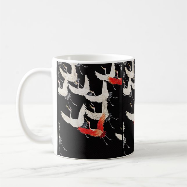 Caneca De Café Gruas voadoras japonesas Kimono Art (Esquerda)