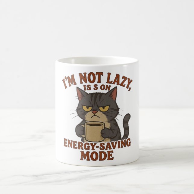 Caneca De Café Grumpy Black Cat Mug – Energy-Saving Mode Quote (Centro)