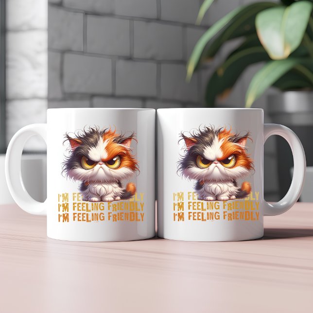 Caneca De Café Grumpy Calico Cat e citação engraçada (Criador carregado)
