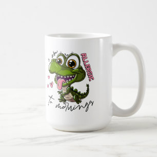 Caneca De Café Grumpy Dino Mug - "Sou alérgico à manhã"